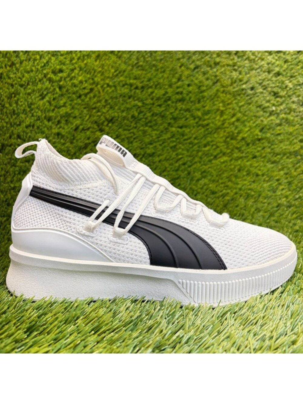 Puma Clyde Court Mens Size 7 White Black Athletic Basketball Shoes Sneakers